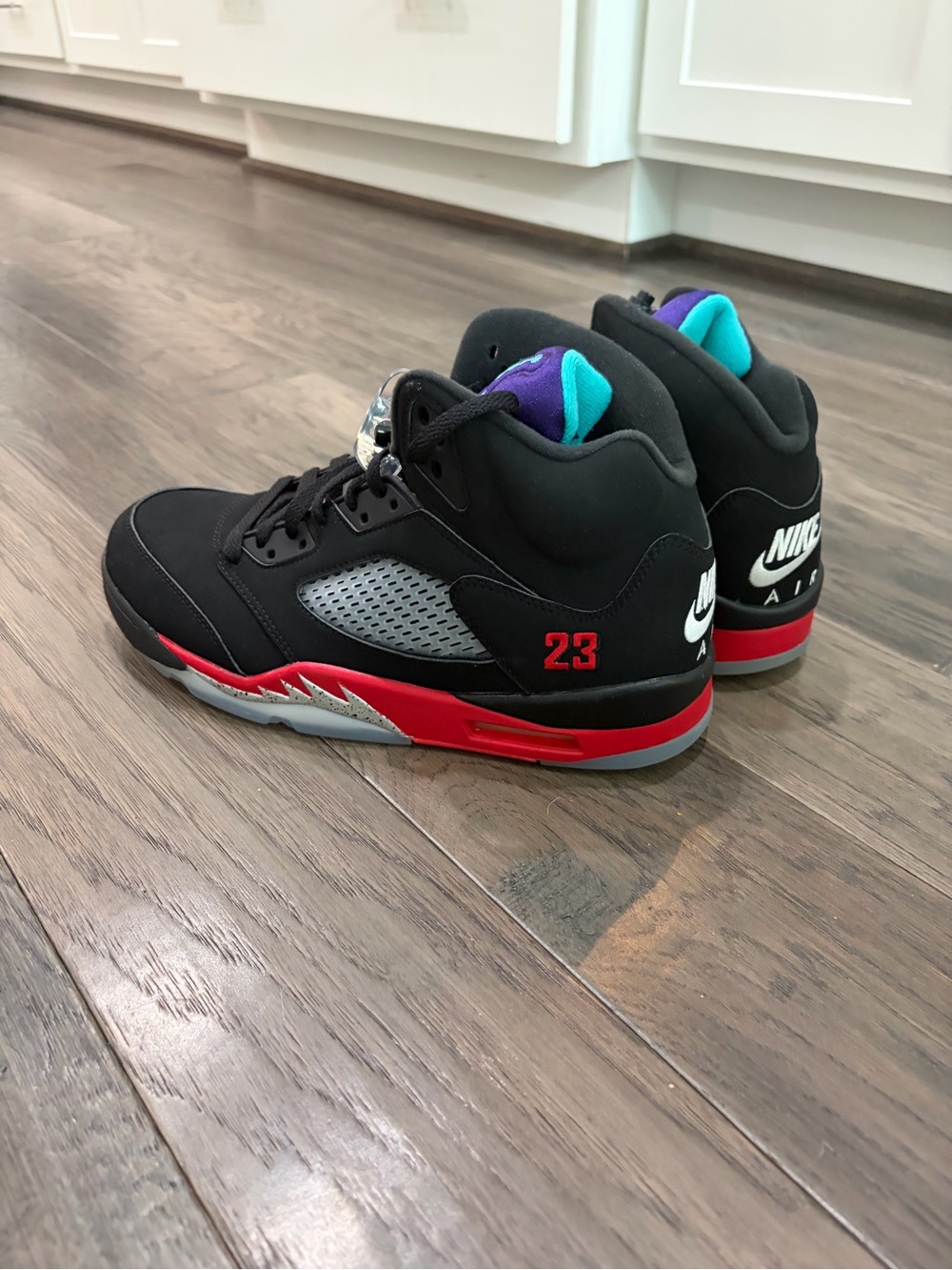 Jordan 5 Retro Men's Shoes - Black/Red/Teal/Purple